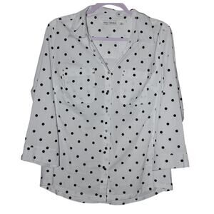 Emily Daniels Formal Polka Dot Blouse 3/4 Sleeve V Neck